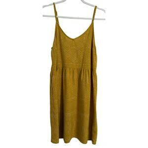 RVCA Y2K 90s Babydoll Boho Festival Stripe Spaghetti Strap Mustard Mini Dress M
